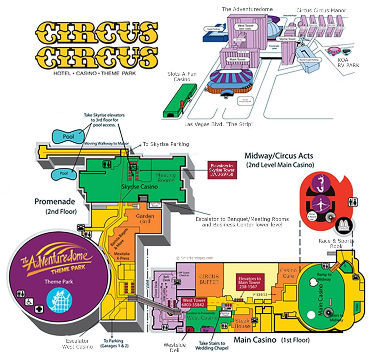mapa ng Circus Circus sa Las Vegas