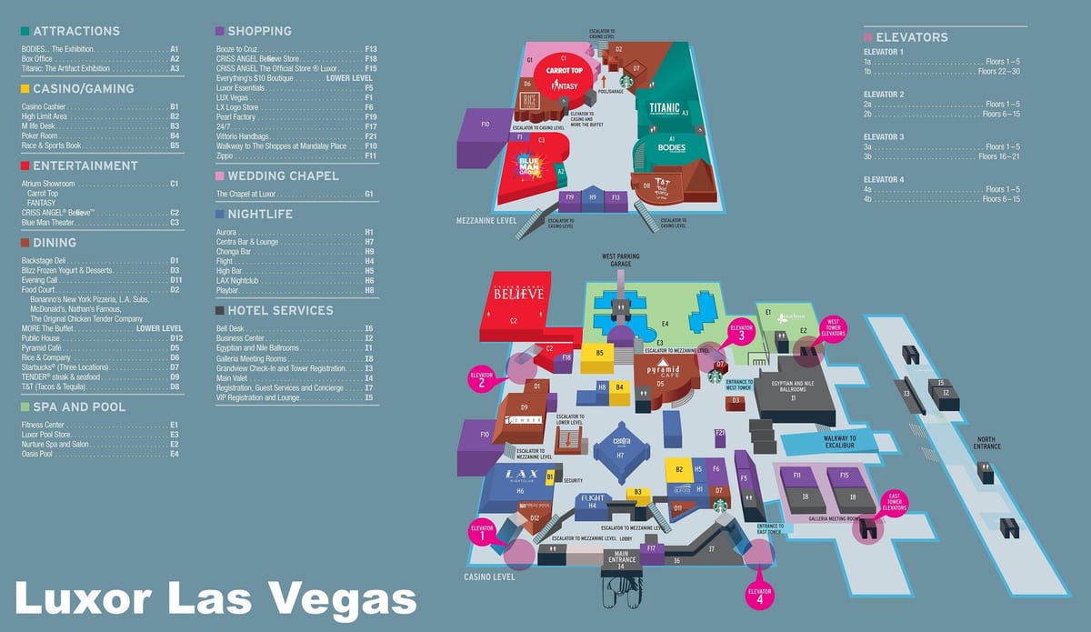 mapa ng Luxor sa Las Vegas