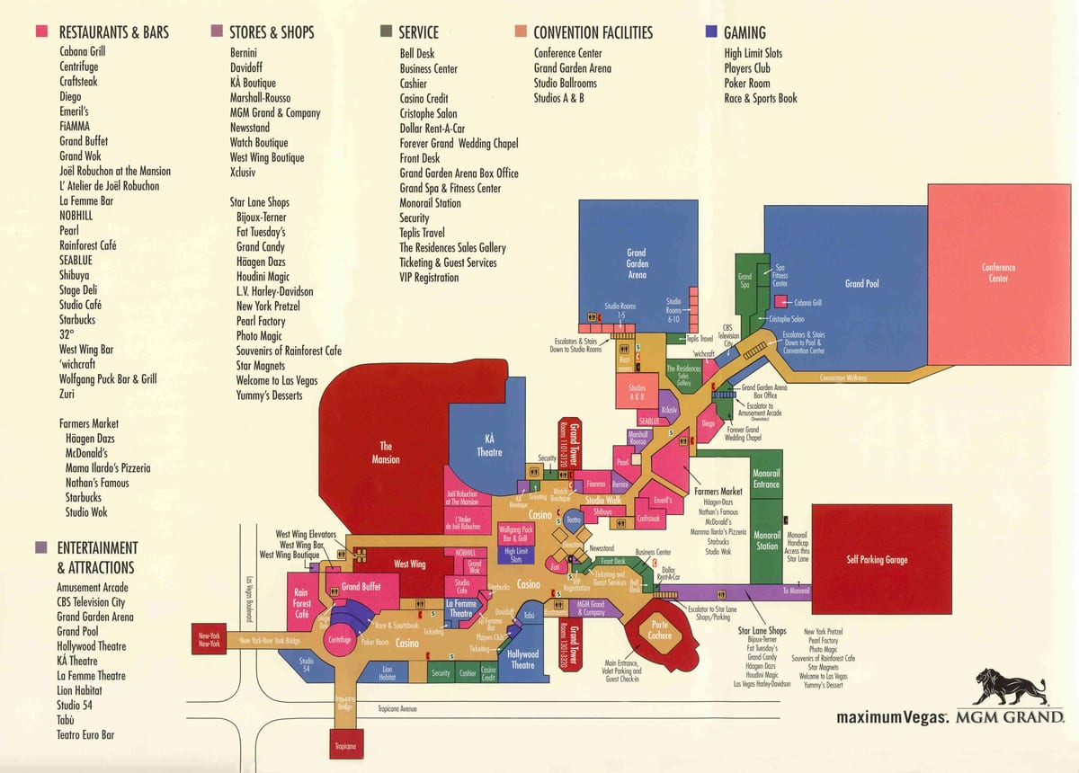 mapa ng MGM grand sa Las Vegas