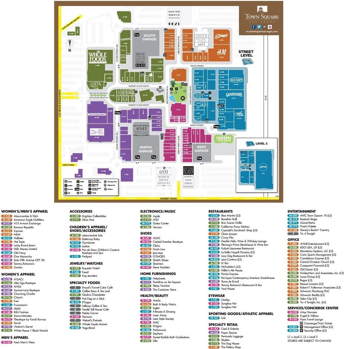 town center sa Las Vegas mapa