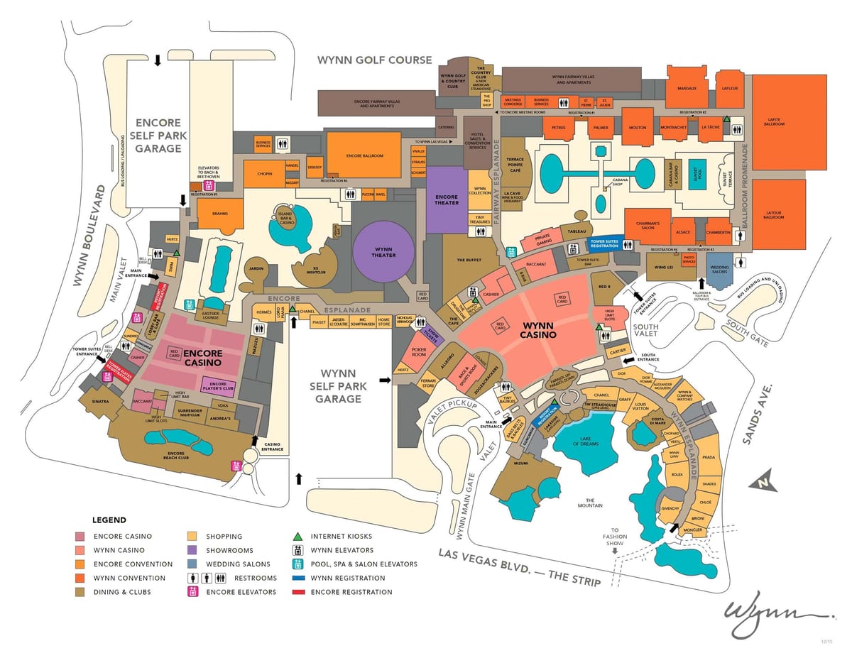 mapa ng Wynn Las Vegas