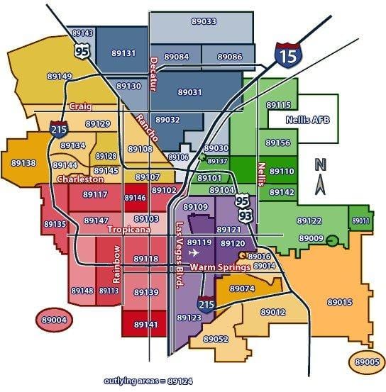 Las Vegas mapa na may zip code